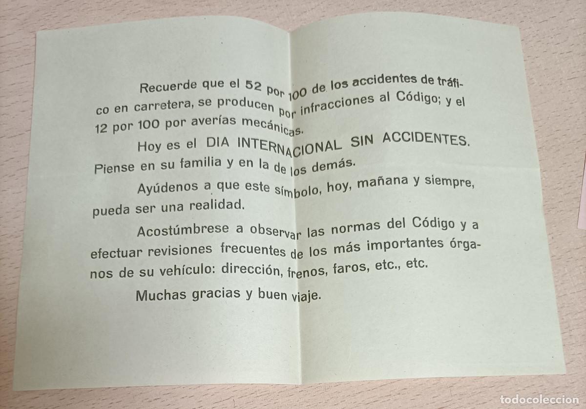 Sammeln von Plakaten: CARTEL DE LA JEFATURA CENTRAL DE TRAFICO, DIA INTERNACIONAL SIN ACCIDENTES, MIDE 21,5 X 16 CMS.