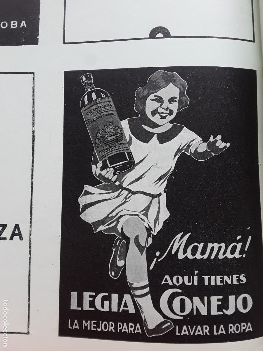 Colecionismo de cartazes: MAMA AQUI TIENES LEJIA EL CONEJO LA MEJOR PARA LAVAR LA ROPA CASAMITJANA HOJA A&Ntilde;O 1937