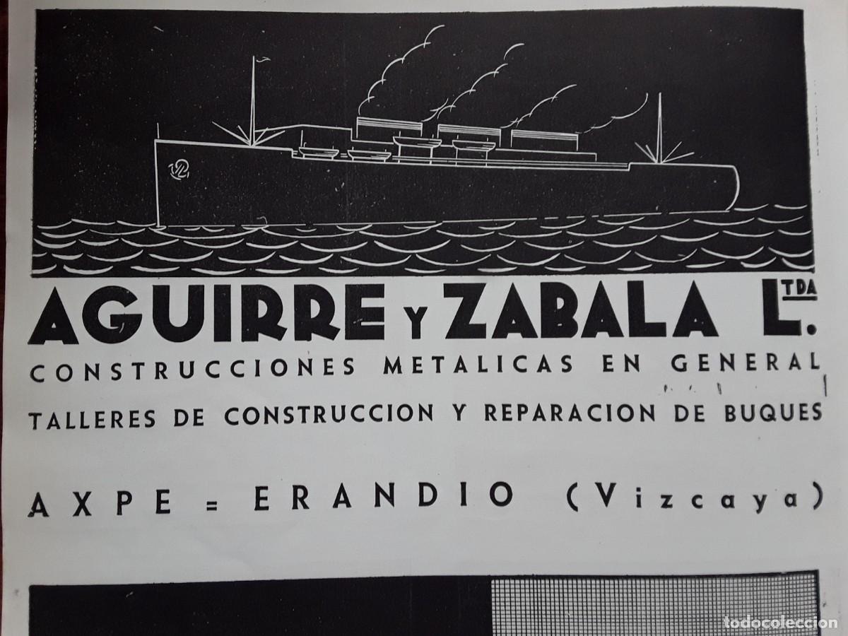 Colecionismo de cartazes: AGUIRRE Y ZABALA CONSTRUCCIONES METALICAS CONSTRUCCION BUQUES AXPE ERANDIO HOJA A&Ntilde;O 1937