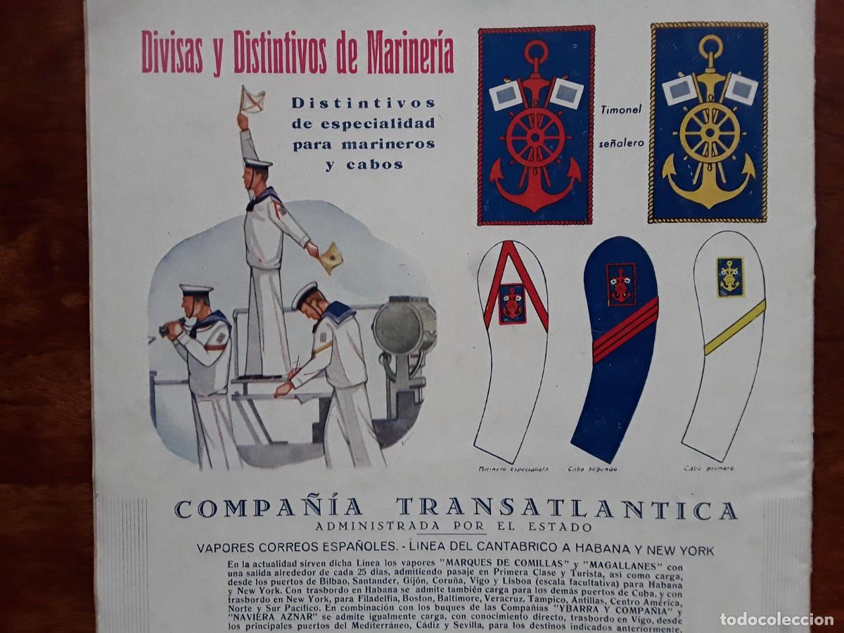 Coleccionismo de carteles: COMPA&Ntilde;IA TRASATLANTICA VAPORES CORREOS ESPA&Ntilde;OLES DIVISAS Y DISTINTIVOS MARINERIA REVISTA 1941