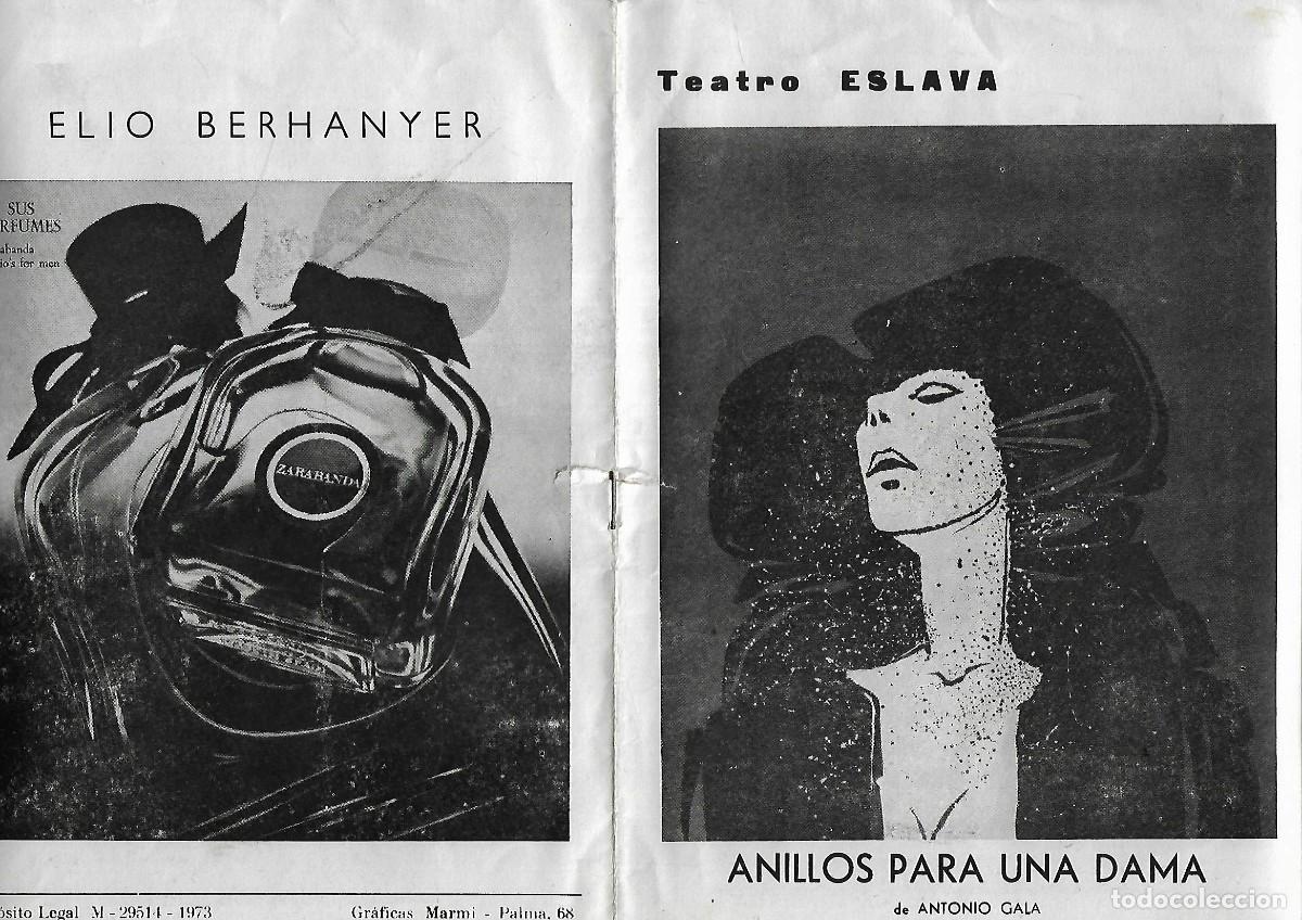 Coleccionismo de carteles: M220-PROGRAMA TEATRO ESLAVA - ANILLOS PARA UNA DAMA DE ANTONIO GALA DE 1.973