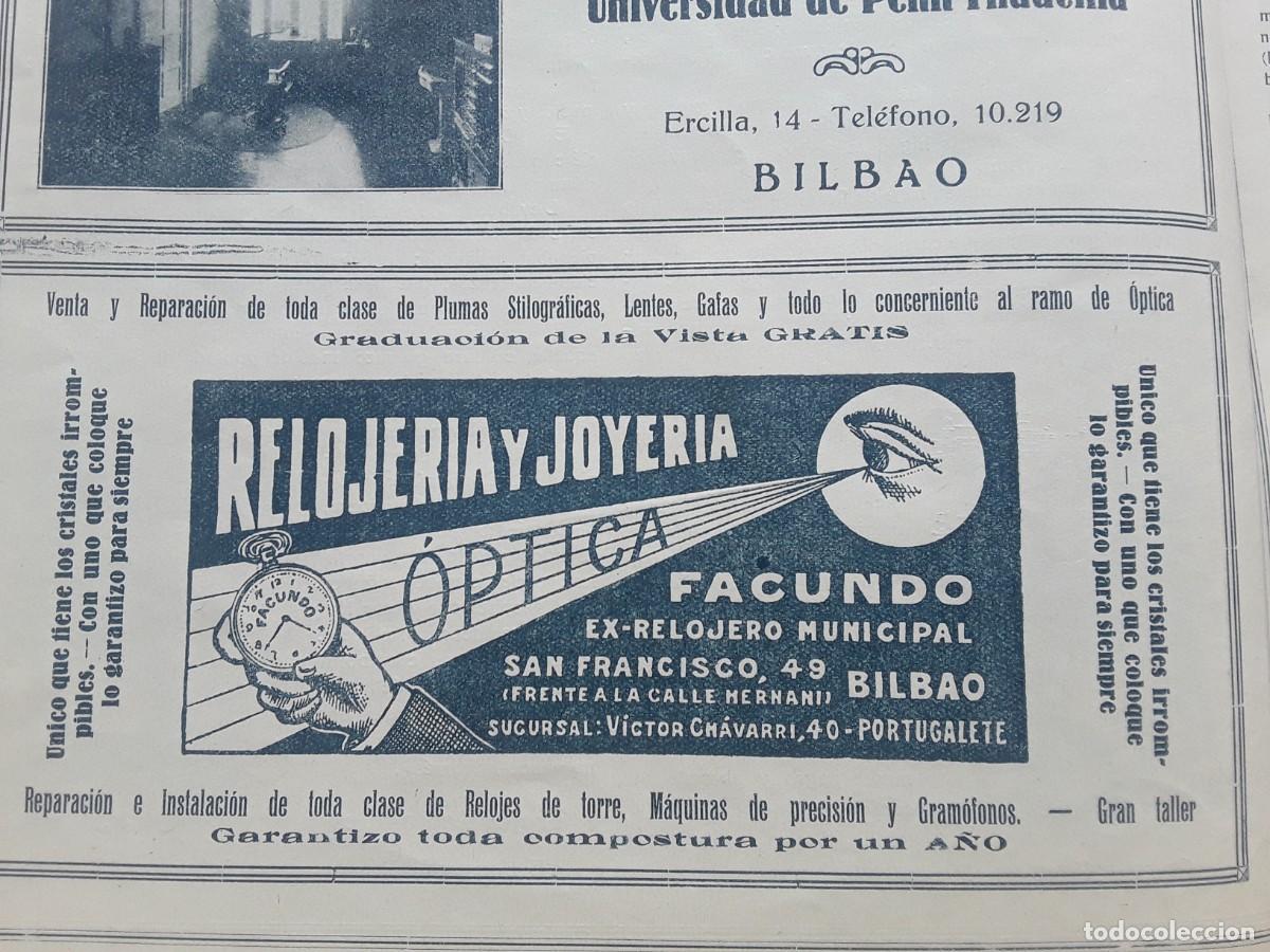 Colecionismo de cartazes: RELOJERIA JOYERIA OPTICA FACUNDO BILBAO / DOCTOR MARIANO DE ICETA ODONTOLOGO HOJA A&Ntilde;O 1928