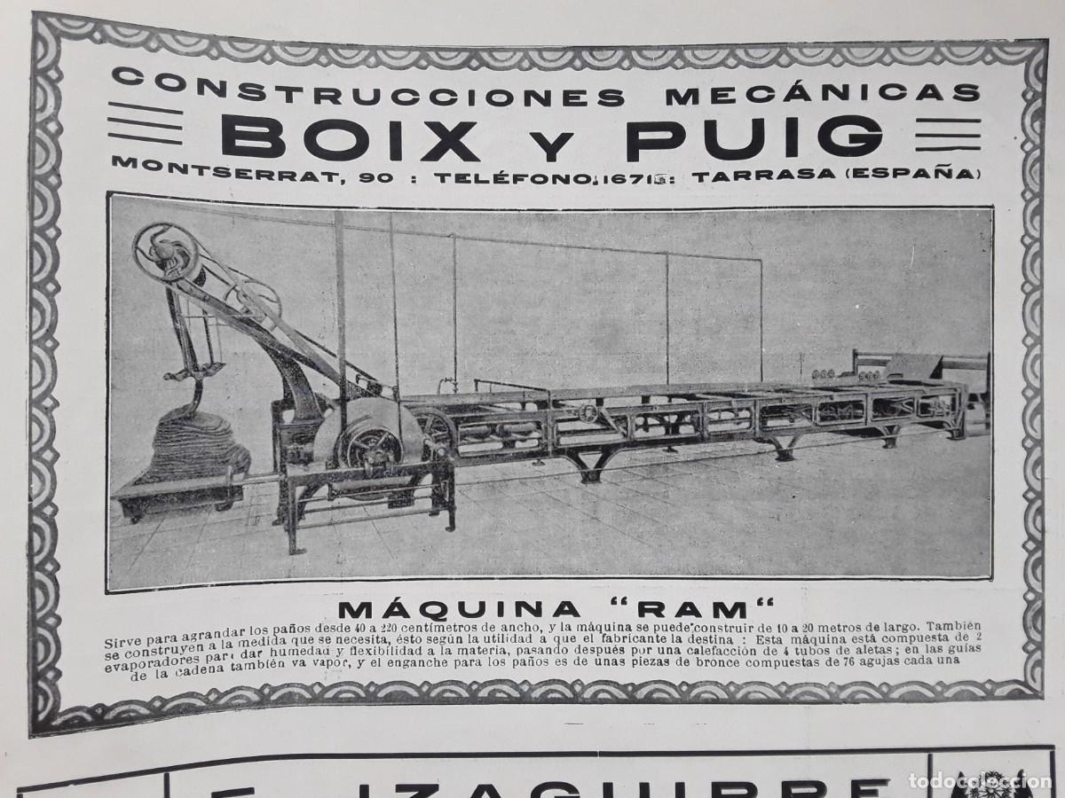 Coleccionismo de carteles: CONSTRUCCIONES MECANICAS BOIX Y PUIG TARRASA MAQUINA RAM TERASSA HOJA A&Ntilde;O 1920
