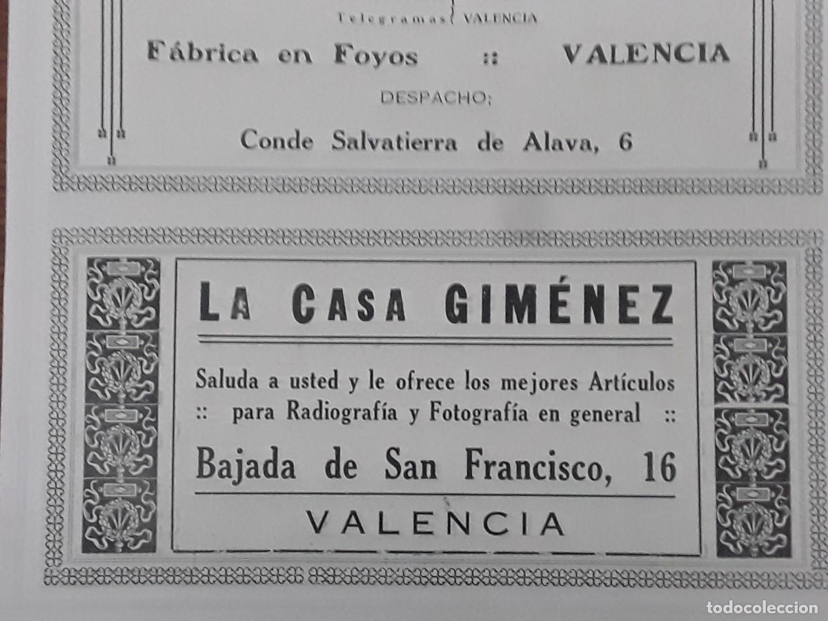 Colecionismo de cartazes: LA CASA JIMENEZ LOS MEJORES ARTICULOS PARA RADIOGRAFIA Y FOTOGRAFIA VALENCIA HOJA A&Ntilde;O 1928