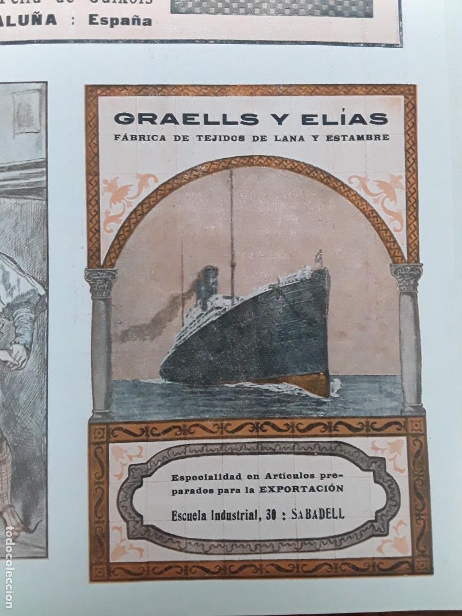 Poster collecting: FABRICA DE TEJIDOS DE LANA Y ESTAMBRE GRAELLS Y ELIAS SABADELL BARCELONA HOJA A&Ntilde;O 1920