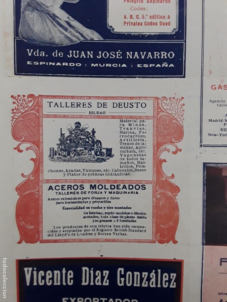 Poster collecting: TALLERES DEUSTO BILBAO MATERIAL MINAS TRANVIAS ACEROS MOLDEADOS HOJA A&Ntilde;O 1920