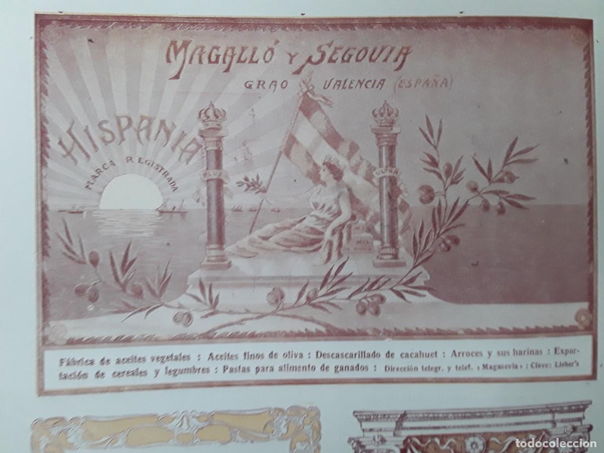 Colecionismo de cartazes: FABRICA ACEITES VEGETALES FINOS DE OLIVA MAGALLO Y SEGOVIA GRAO VALENCIA HOJA A&Ntilde;O 1920