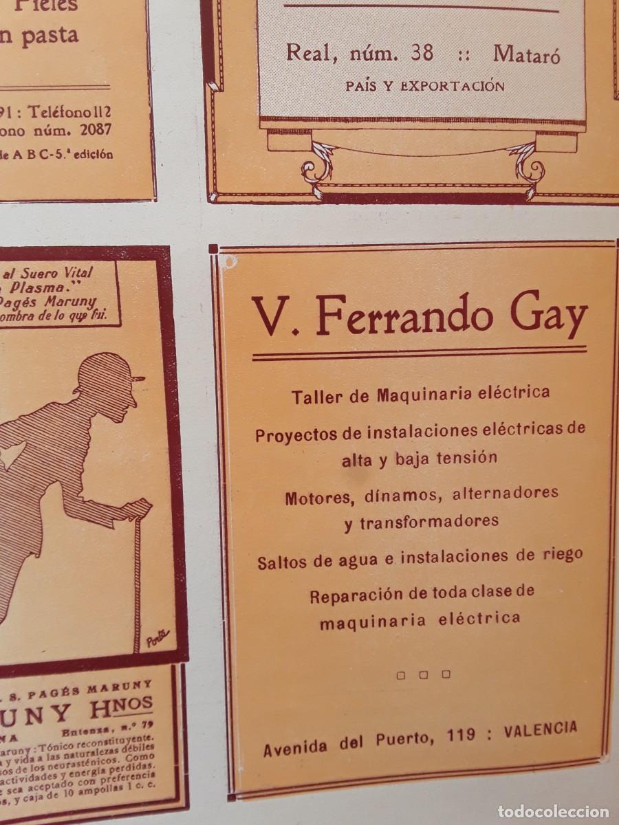 Colecionismo de cartazes: TALLER DE MAQUINARIA ELECTRICA MOTORES DINAMOS TRANSFORMADORES V.FERRANDO GAY VALENCIA HOJA A&Ntilde;O 1920