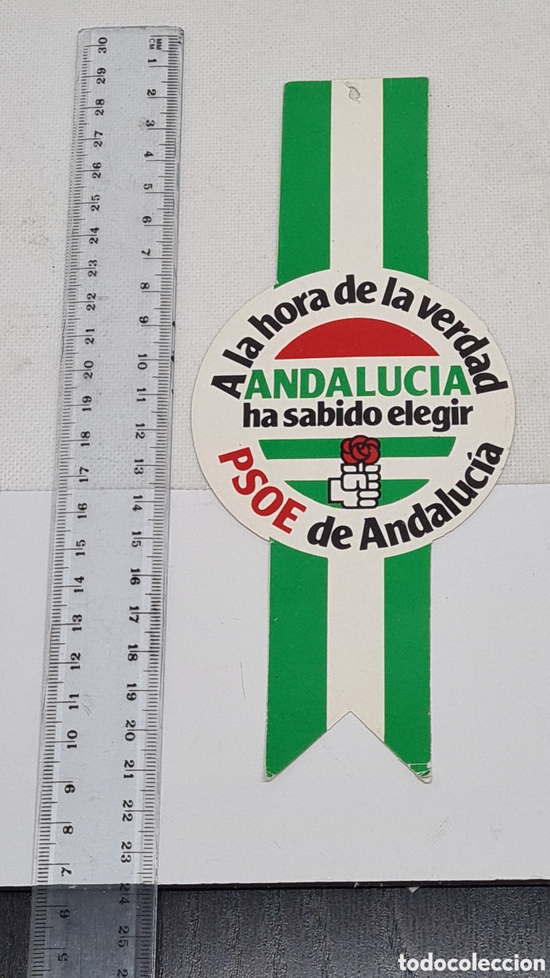 Poster collecting: RARISIMO Y UNICO BANDERIN O ETIQUETA PSOE ANDALUCIA FELIPE GONZALEZ A&Ntilde;OS 80