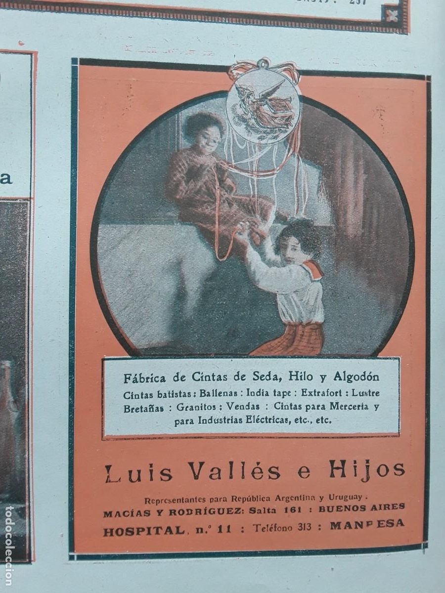 Collezionismo di affissi: FABRICA CINTAS DE SEDA HILO Y ALGODON LUIS VALLES E HIJOS MANRESA HOJA A&Ntilde;O 1920