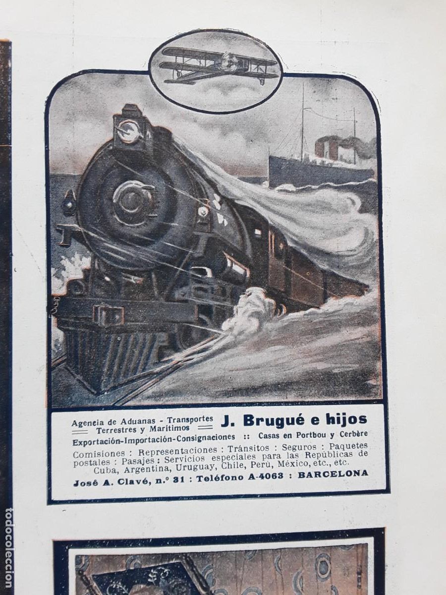 Coleccionismo de carteles: J.BRUGUE E HIJOS AGENCIA ADUANAS TRANSPORTES TERRSTRES MARITIMOS PORT-BOU CERBERE BARCELONA A&Ntilde;O 1920