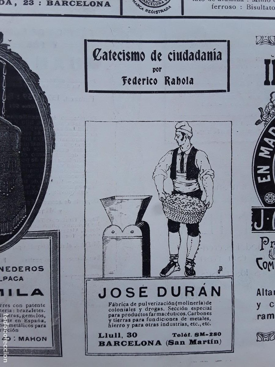 Coleccionismo de carteles: FABRICA DE PULVERIZACION COLONIALES Y DROGAS JOSE DURAN BARCELONA HOJA A&Ntilde;O 1920