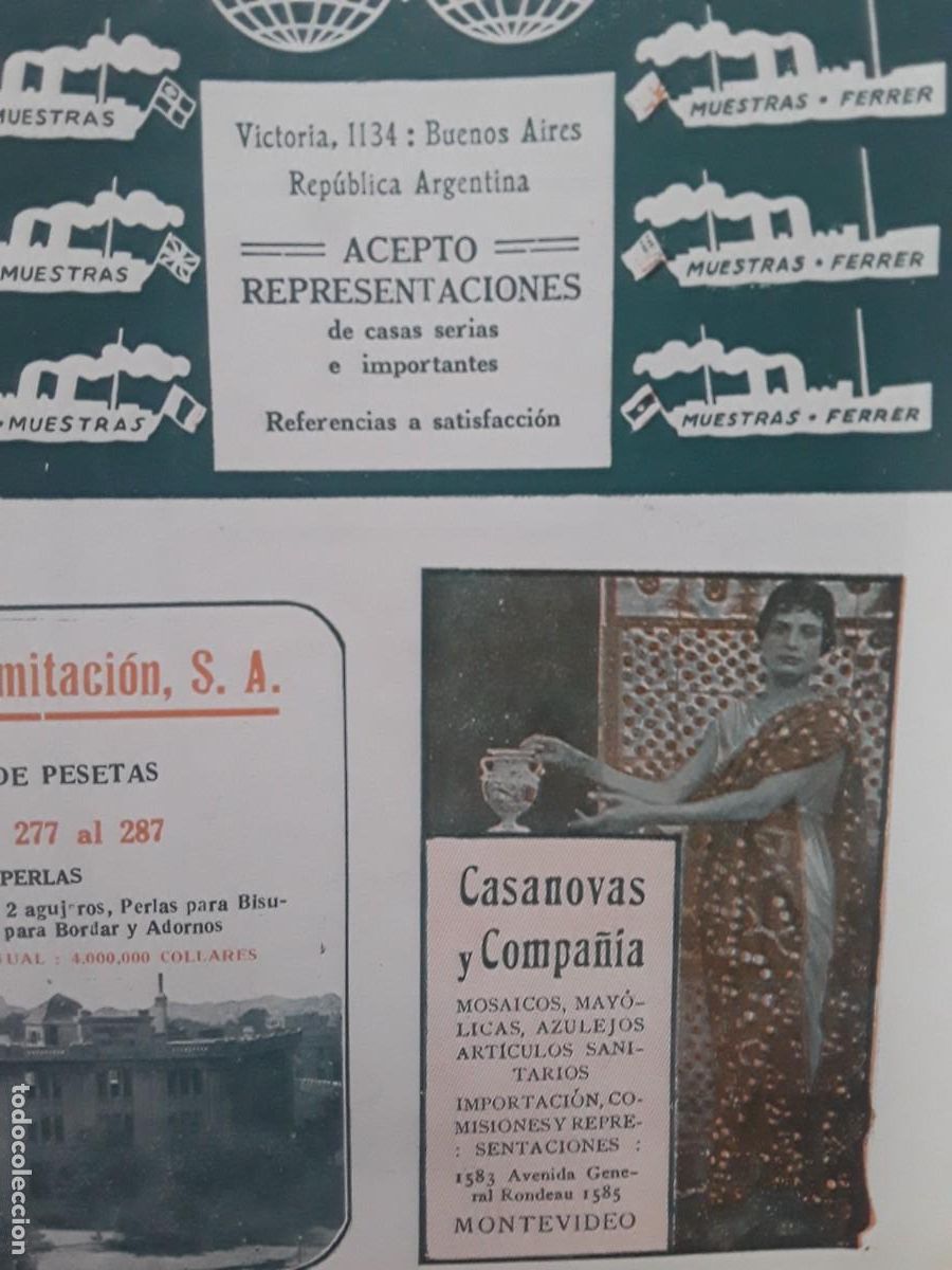 Collezionismo di affissi: CASANOVAS Y C&ordf; MOSAICOS MAYOLICAS AZULEJOS MONTEVIDEO HOJA A&Ntilde;O 1920