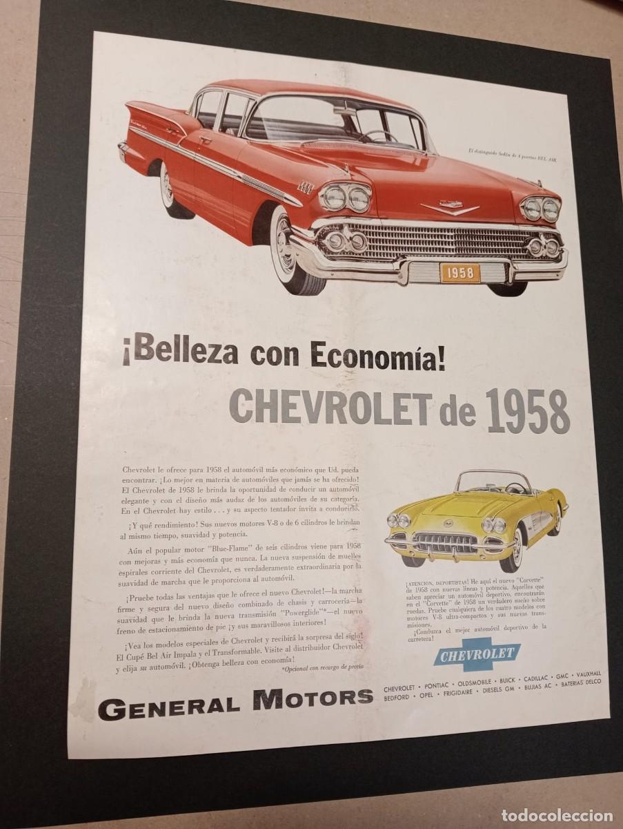 Coleccionismo de carteles: AUTOMOVIL CHEVROLET - GENERAL MOTORS - PUBLICIDAD - REVISTA LIFE EN ESPA&Ntilde;OL 1958