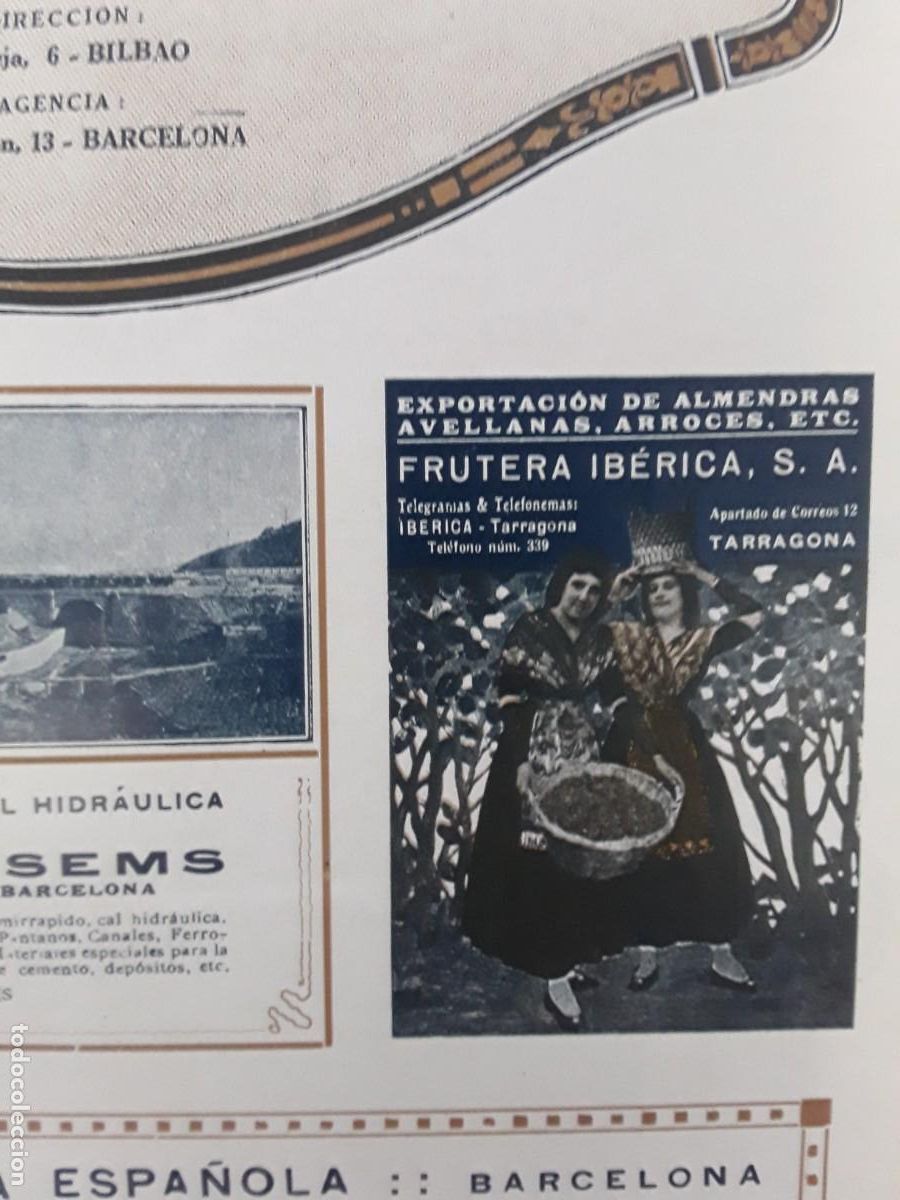Poster collecting: FRUTERA IBERICA S.A. EXPORTACION ALMENDRAS AVELLANAS ARROCES TARRAGONA HOJA A&Ntilde;O 1920