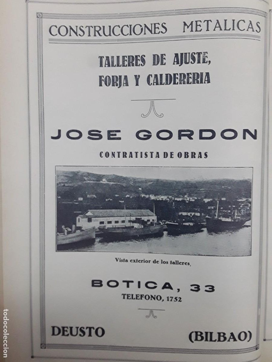 Colecionismo de cartazes: CONSTRUCCIONES METALICAS JOSE GORDON DEUSTO BILBAO TALLERES AJUSTE CALDERERIA FORJA HOJA A&Ntilde;O 1928