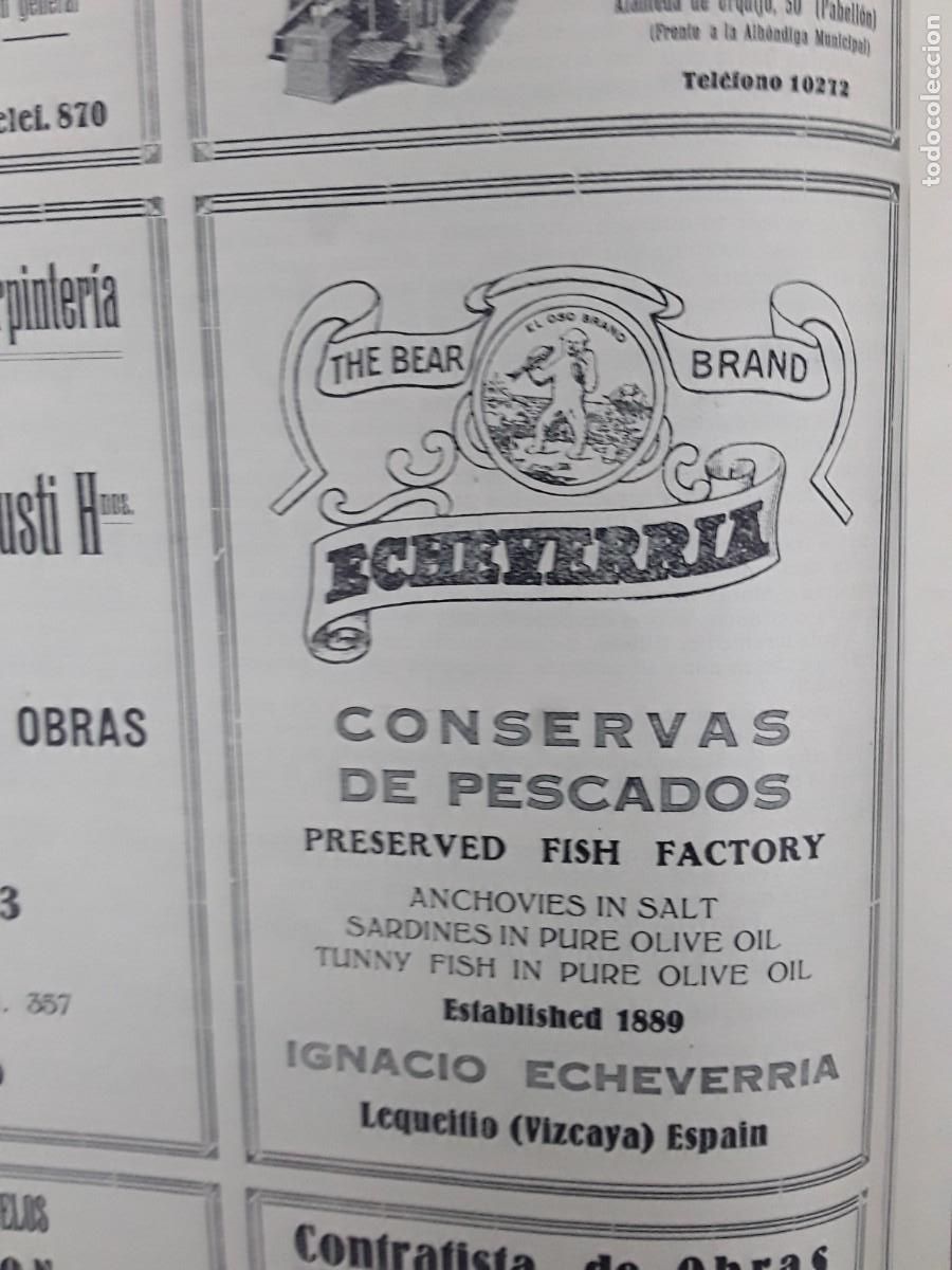Colecionismo de cartazes: THE BEAR BRAND CONSERVAS DE PESCADO IGNACIO ECHEVARRIA LEQUEITIO ANCHOAS HOJA A&Ntilde;O 1928
