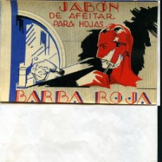 Coleccionismo de carteles: PUBLICIDAD ANTIGUA JABON DE AFEITAR PARA HOJAS (CUCHILLAS) BARBA ROJA, OFERTA