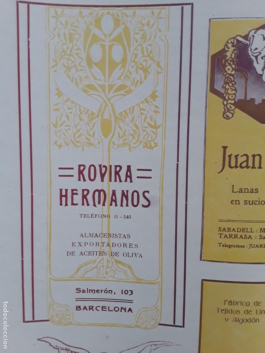 Colecionismo de cartazes: ALMACENISTAS Y EXPORTADORES DE ACEITE DE OLIVA - ROVIRA HERMANOS- BARCELONA HOJA A&Ntilde;O 1920