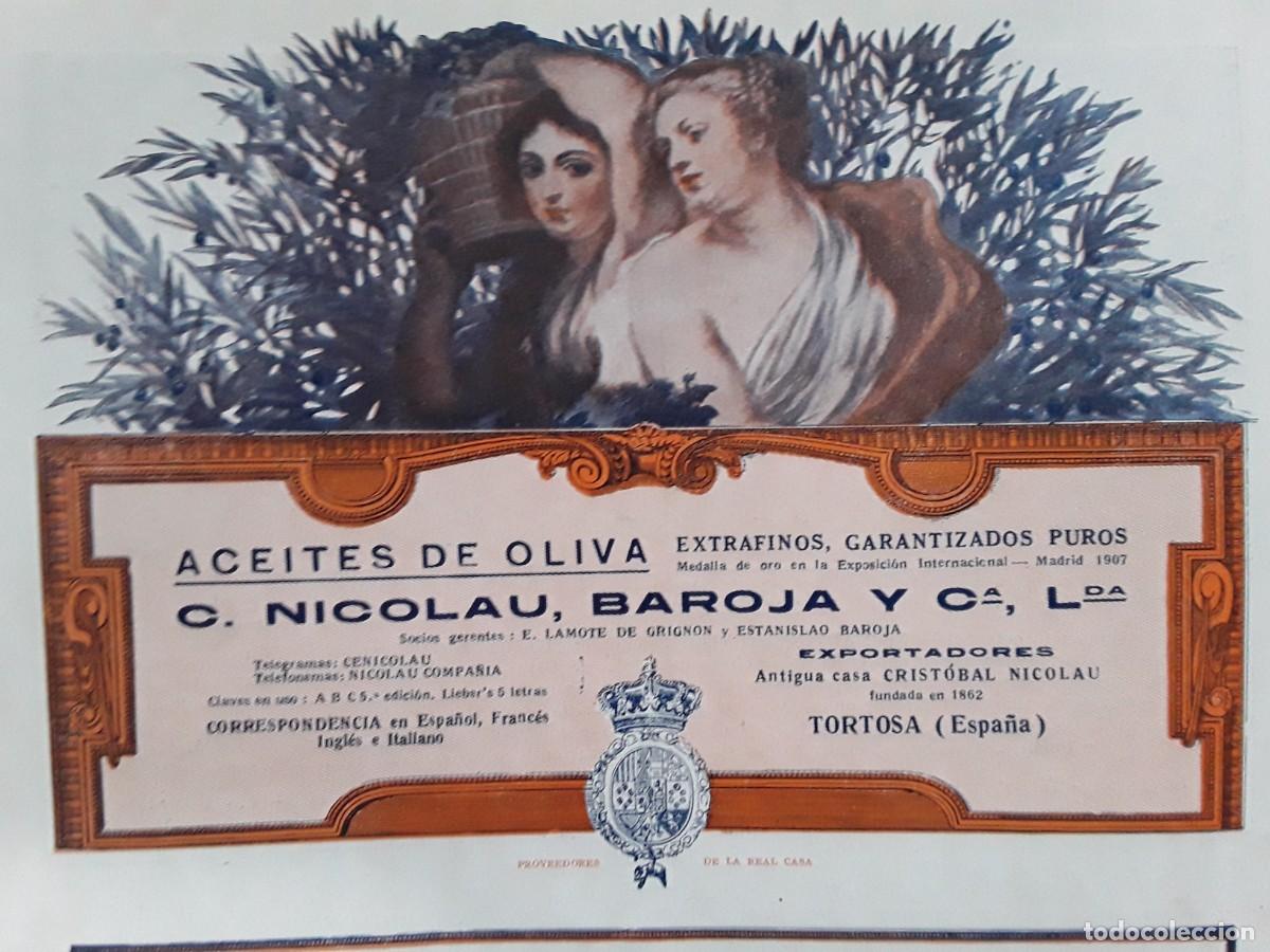Colecionismo de cartazes: ACEITES DE OLIVA C.NICOLAU ,BAROJA Y C&ordf; TORTOSA TARRAGONA HOJA A&Ntilde;O 1920