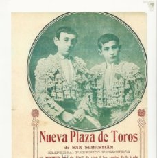 Coleccionismo de carteles: SAN SEBASTIAN 1910 LIMEÑO GALLITO CORRIDA DE TOROS LAMINA DE CARTEL 29CM TAUROMAQUIA L07