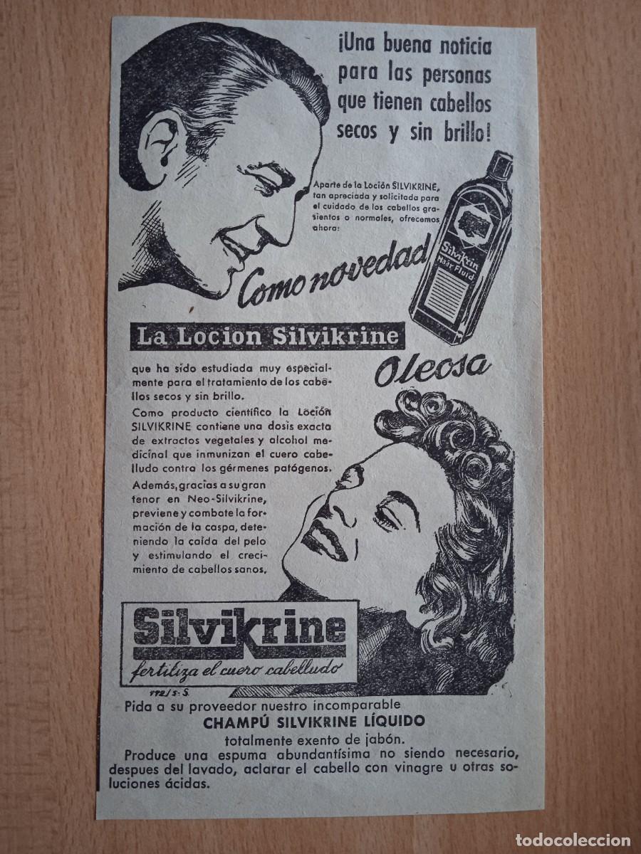 Poster collecting: Peque&ntilde;o anuncio publicitario *LOCION Y CHAMPU SILVIKRINE* (A&Ntilde;OS 50)