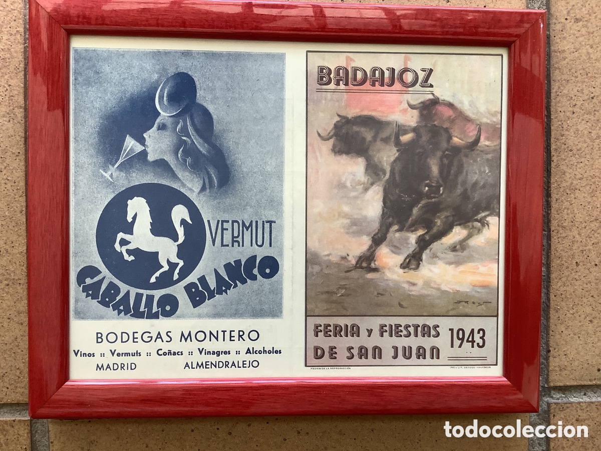 Coleccionismo de carteles: MANOLETE EN BADAJOZ EN 1943. CARTEL DE MANO CON DOBLE MARCO.