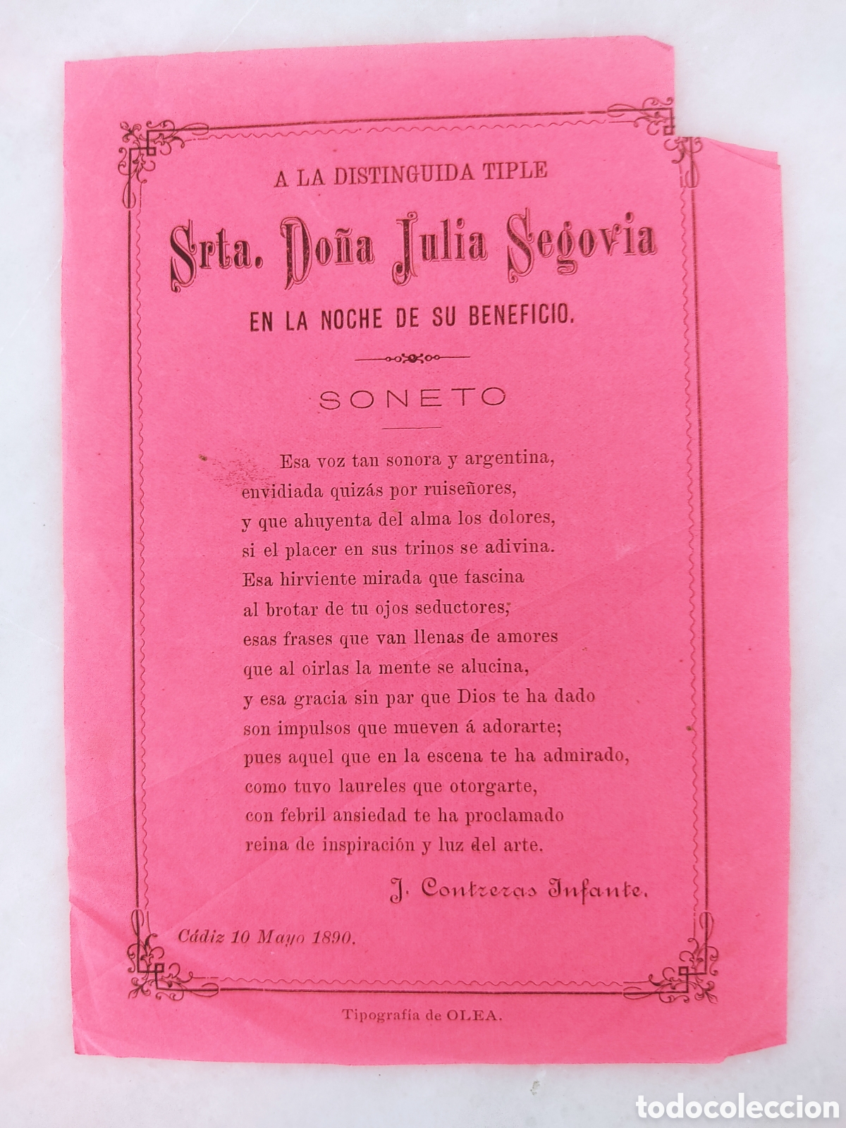 Sammeln von Plakaten: cartel teatro anuncio triple Julia Segovia a&ntilde;o 1890