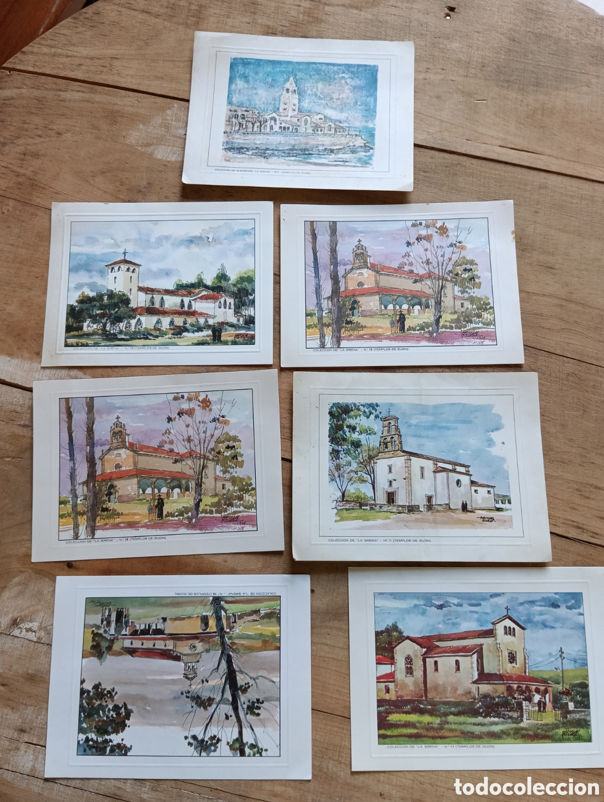 Sammeln von Plakaten: FELICITACIONES ALMACENES LA SIRENA GIJON. A&Ntilde;OS 50. TEMPLOS DE GIJ&Oacute;N.