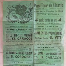 Coleccionismo de carteles: PLAZA TOROS DE ALICANTE, 1964. EL CORDOBÉS, LITRI, MIGUELIN, EL CARACOL, EL VITI, JAIME OSTOS, ...