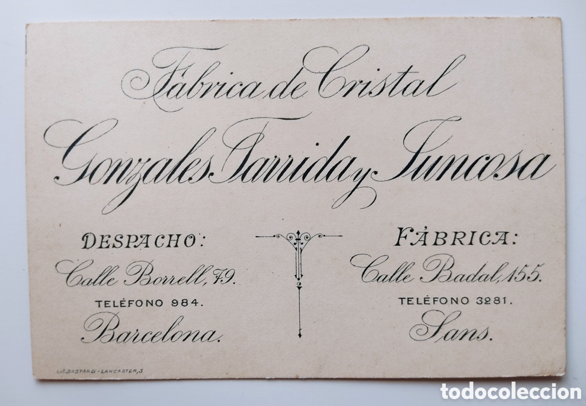 Poster collecting: fabrica de cristal gonzales tarrida y juncosa Barcelona Sans