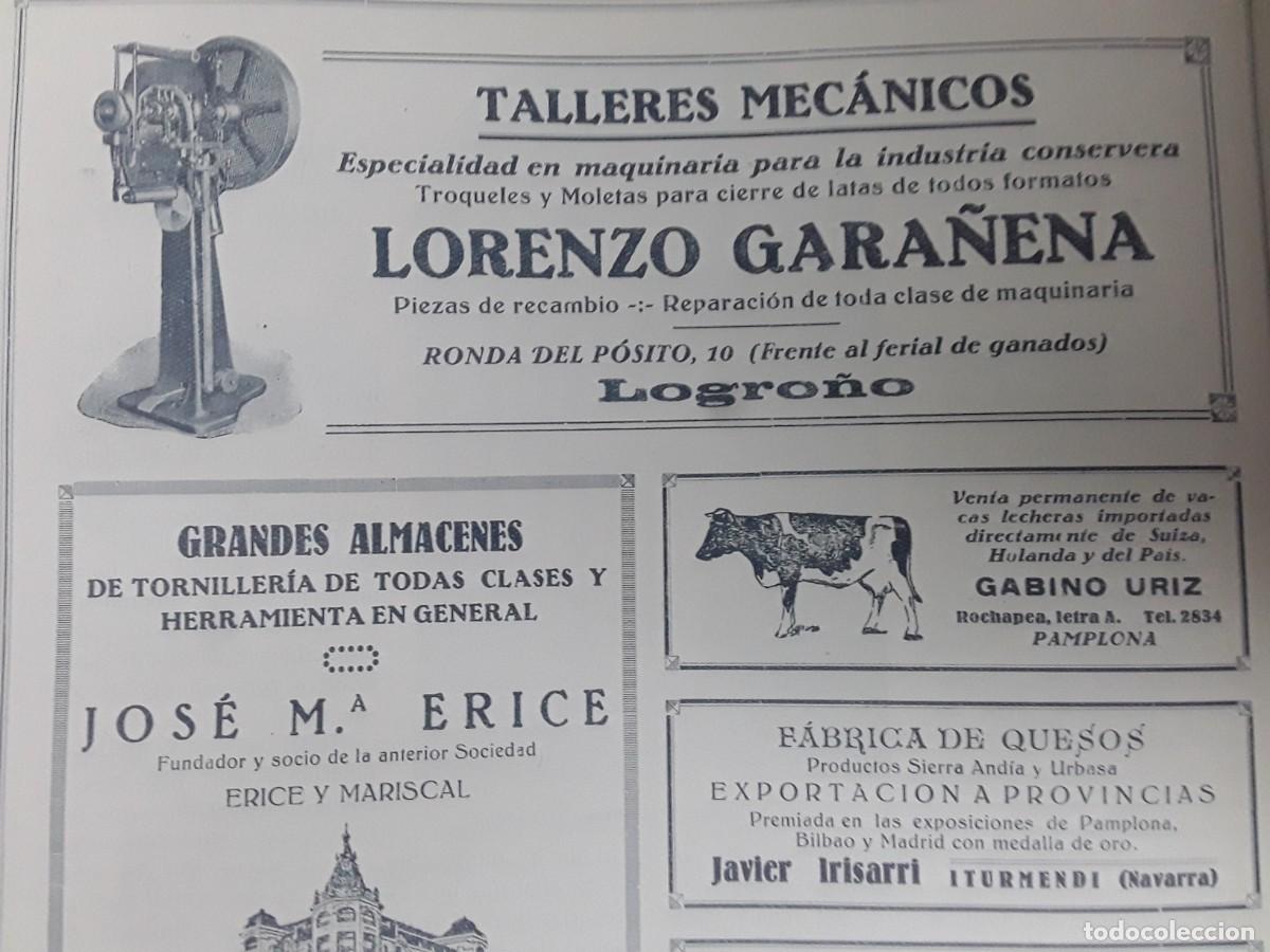 Coleccionismo de carteles: TALLERES MECANICOS LORENZO GARA&Ntilde;EA MAQUINARIA INDUSTRIA CONSERVERA LOGRO&Ntilde;O HOJA A&Ntilde;O 1928