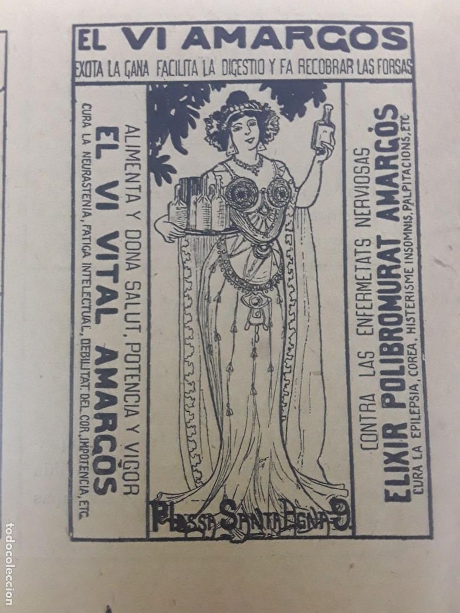Coleccionismo de carteles: ELIXIR POLIBROMURAT AMARGOS VI VITAL AMARGOS BARCELONA MEDICAMENTO HOJA A&Ntilde;O 1903