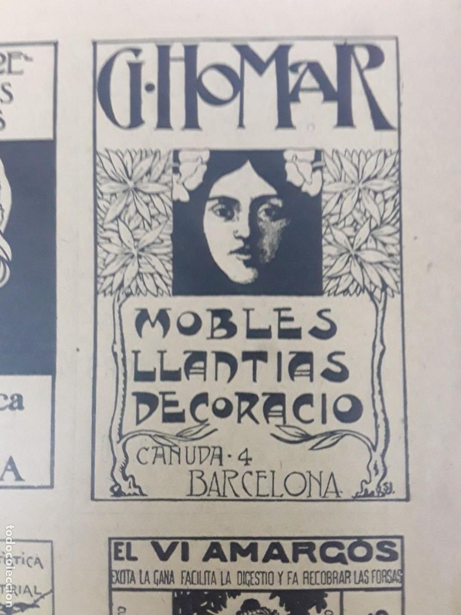 Coleccionismo de carteles: MOBLES LLANTIAS DECORACIO G.HJOMAR BARCELONA HOJA REVISTA A&Ntilde;O 1903