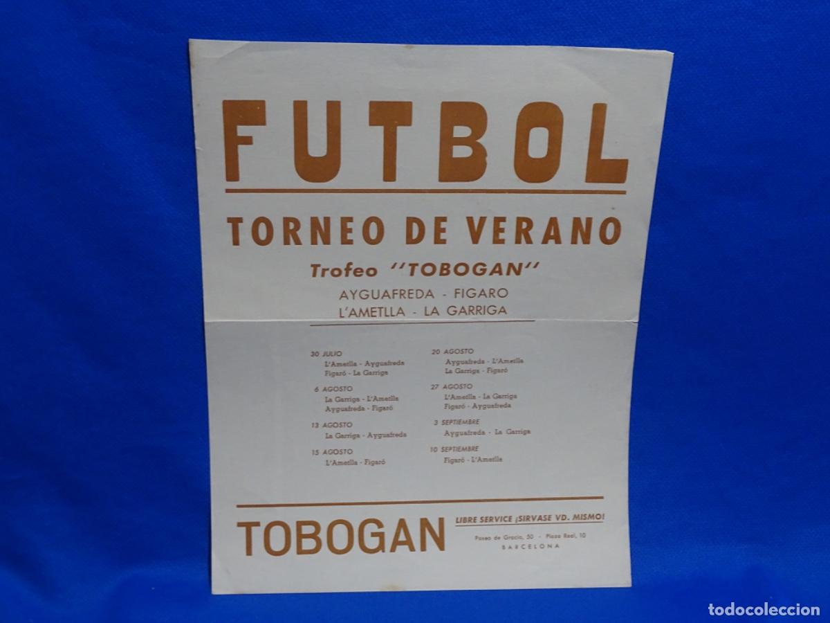 Coleccionismo de carteles: CARTEL TORNEO DE FUTBOL TROFEO TOBOG&Aacute;N. AYGUAFREDA, FIGAR&Oacute;, L&rsquo;AMETLLA, Y LA GARRIGA.