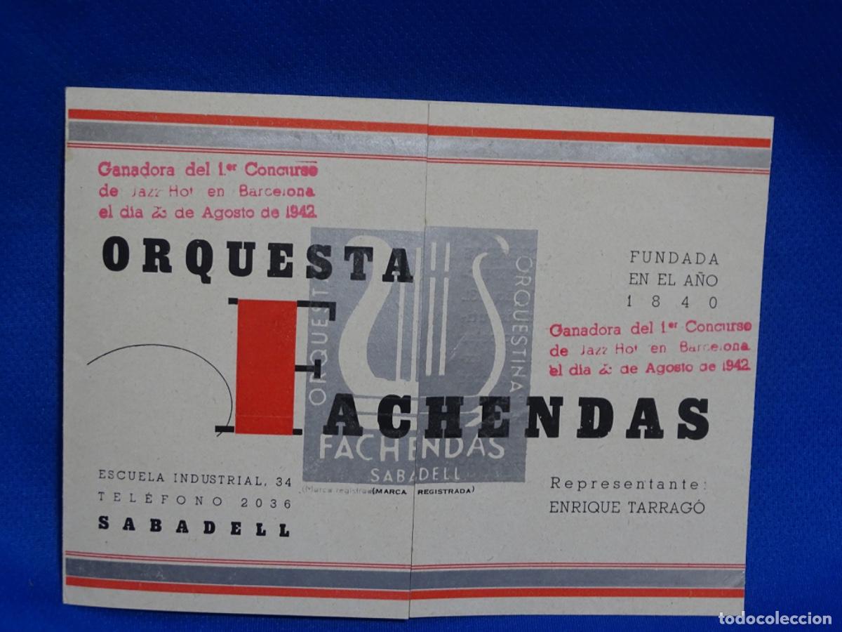 Coleccionismo de carteles: TR&Iacute;PTICO ORQUESTA FACHENDAS. GANADORA PRIMER CONCURSO JAZZ 1942.