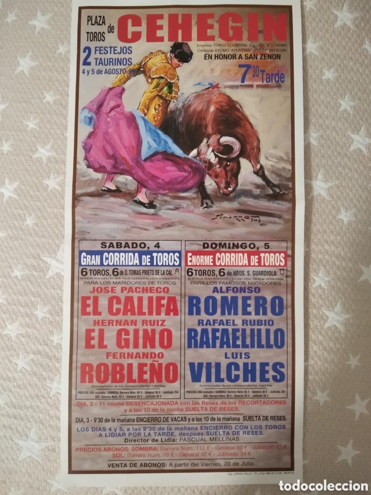 Coleccionismo de carteles: CARTEL DE TOROS EN CEHEG&Iacute;N - Foto 1