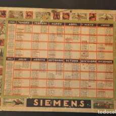 Coleccionismo de carteles: SIEMENS-CARTEL CALENDARIO MAPA DE ESPAÑA-AÑO 1931-PUBLICIDAD SIEMENS INDUSTRIA ELECTRICA-VER FOTOS