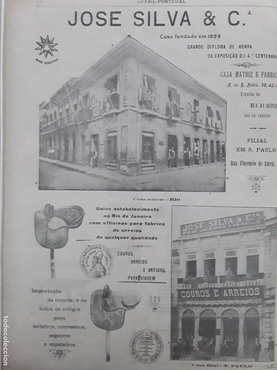 Poster collecting: JOSE SILVA & C&ordf; COUROS E ARREIROS RIO DE JANEIRO SAO PAULO BRASIL HOJA A&Ntilde;O 1901