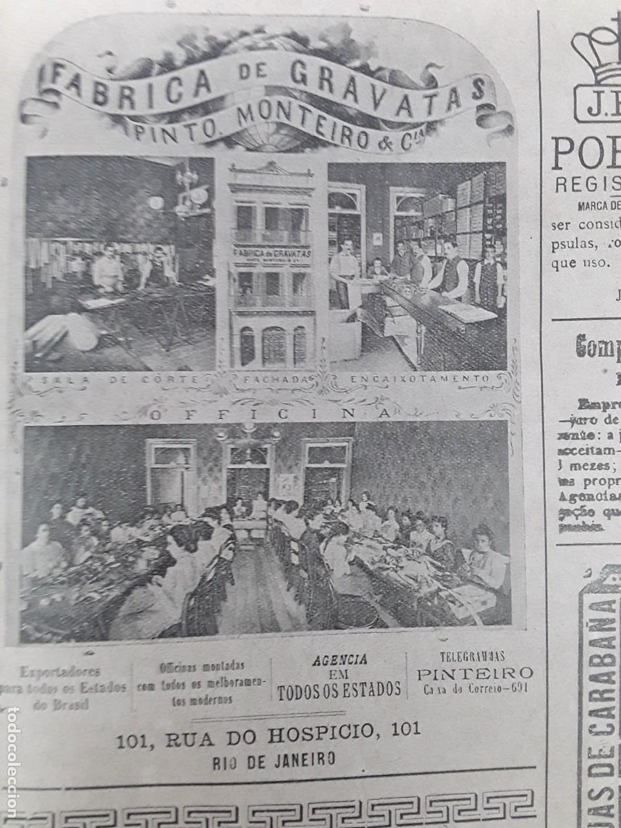 Coleccionismo de carteles: FABRICA DE GRAVATAS PINTO MONTEIRO & C&ordf; RIO DE JANEIRO BRASIL HOJA A&Ntilde;O 1901