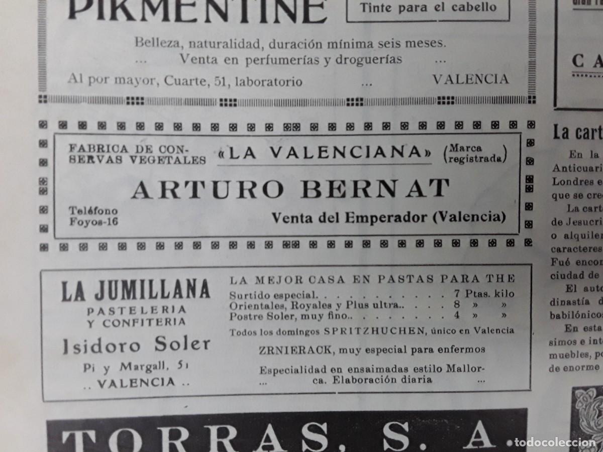Colecionismo de cartazes: FABRICA CONSERVAS VEGETALES LA VALENCIANA ARTURO BERNAT VENTA DEL EMPERADOR VALENCIA HOJA A&Ntilde;O 1928