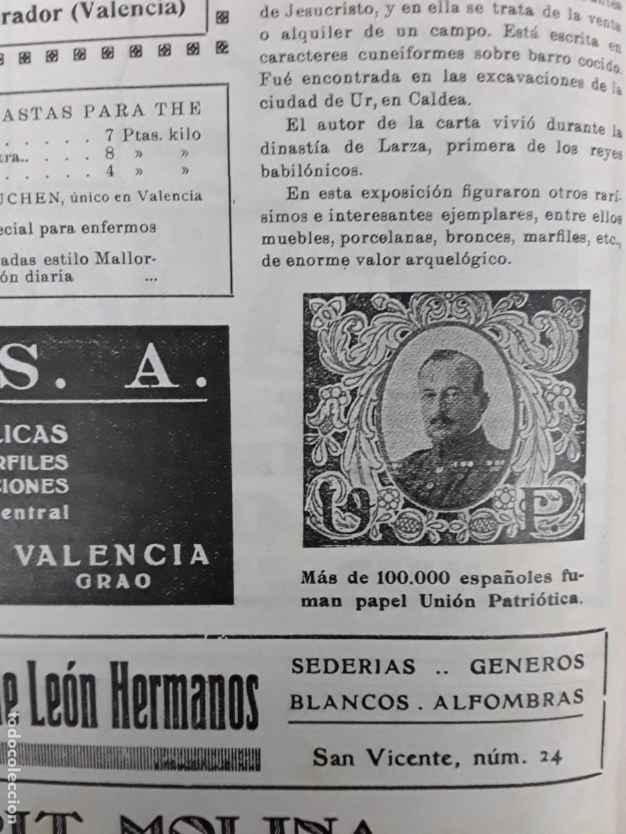 Collectionnisme d'affiches: MAS DE 100.000 ESPA&Ntilde;OLES FUMAN PAPEL UNION PATRIOTICA HOJA A&Ntilde;O 1928