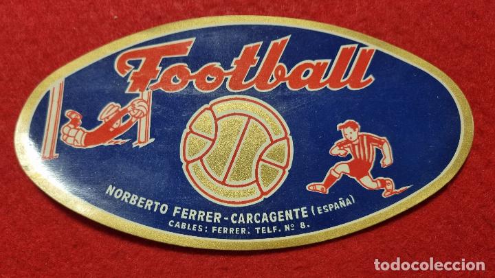 Coleccionismo de carteles: CARTEL ITO ETIQUETA NARANJAS FOOTBALL FUTBOL NORBERTO FERRER CARCAGENTE VALENCIA OVALADA K14