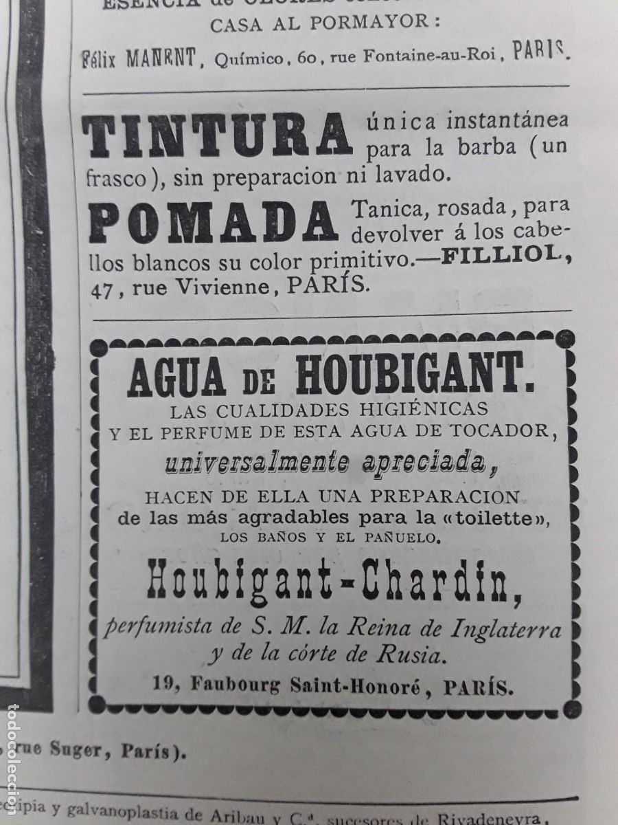 Coleccionismo de carteles: AGUA DE HOUBIGANT CHARDIN PERFUMISTA REINA INGLATERRA Y CORTE RUSIA TOCADOR HOJA REVISTA A&Ntilde;O 1881