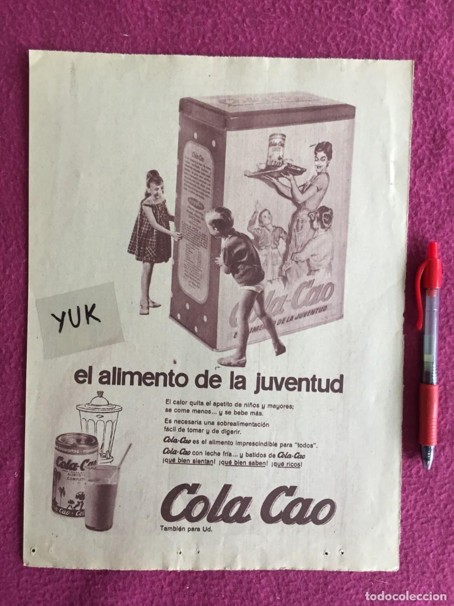 Coleccionismo de carteles: BONITA PUBLICIDAD ORIGINAL DE COLA-CAO ALIMENTO DE LA JUVENTUD - ALIMENTACI&Oacute;N - ALIMENTOS - A&Ntilde;OS 50
