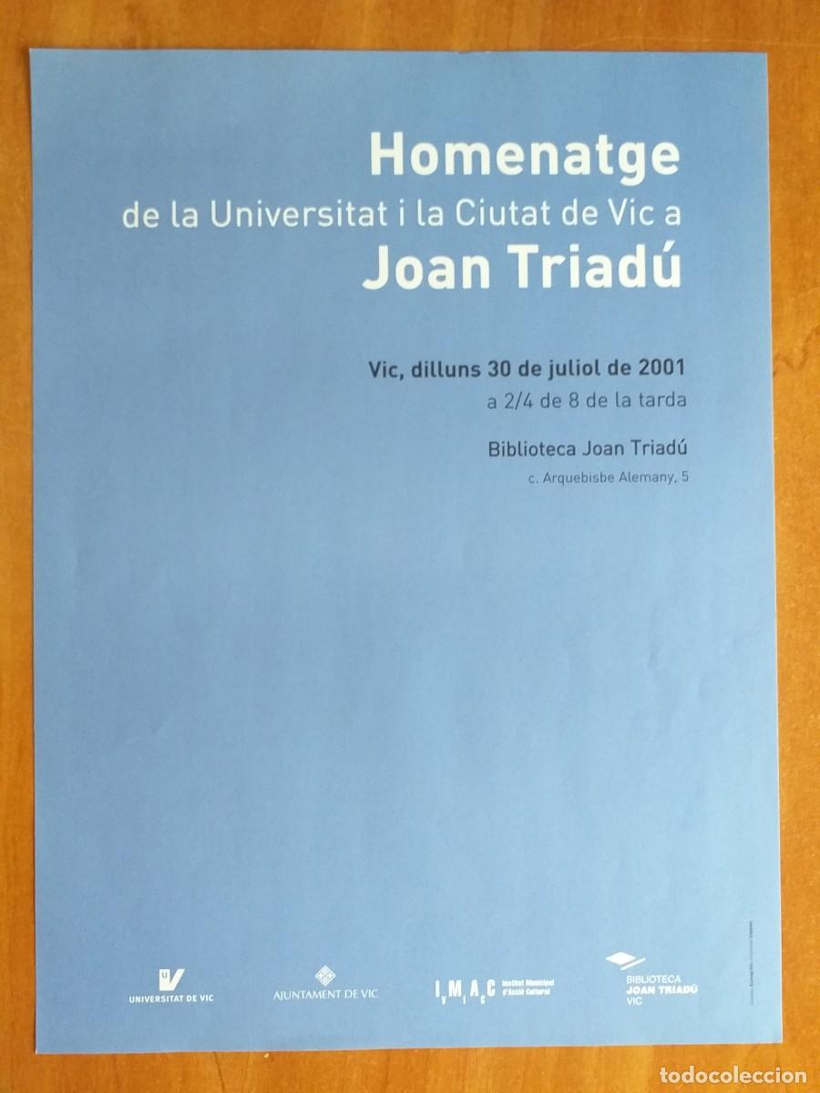 Coleccionismo de carteles: CARTEL HOMENATGE DE LA UNIVERSITAT I LA CIUTAT DE VIC A JOAN TRIADU