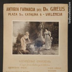Coleccionismo de carteles: VALENCIA - ANTIGUA FARMACIA DEL DR GREUS - CARTEL PUBLICIDAD ANTIGUO -VER FOTOS