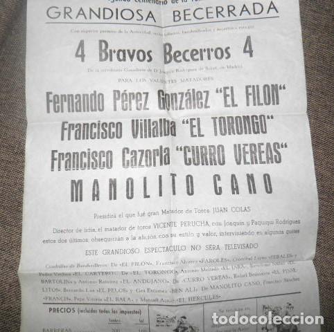 Coleccionismo de carteles: GRANDIOSA BECERRADA,LA CAROLINA,1967 - Foto 3