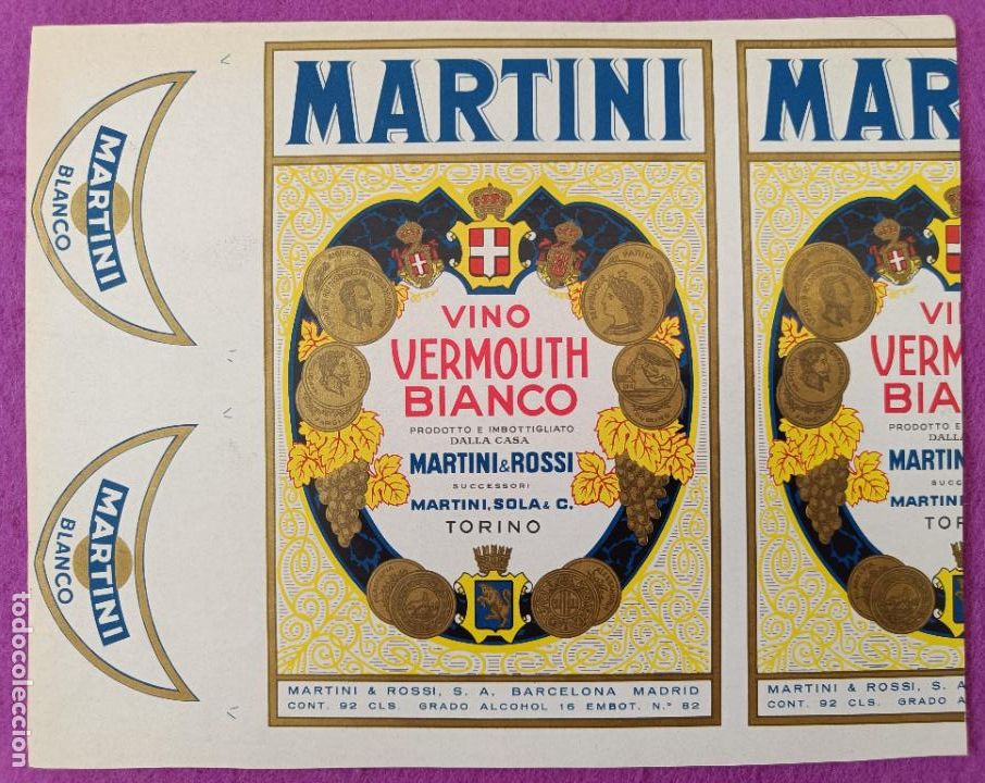 Coleccionismo de carteles: CARTEL ITO ETIQUETA PRUEBA IMPRENTA MARTINI VINO VERMOUTH BIANCO MARTINI ROSSI