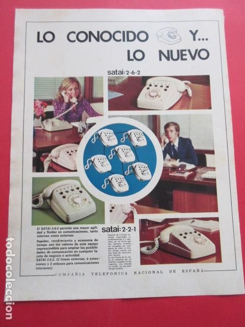 Coleccionismo de carteles: PUBLICIDAD 1976 - REF: TRI_04_PUB -LEEINT- TELEFONICA SATAI 6-6-2 - COMPA&Ntilde;IA NACIONAL DE ESPA&Ntilde;A
